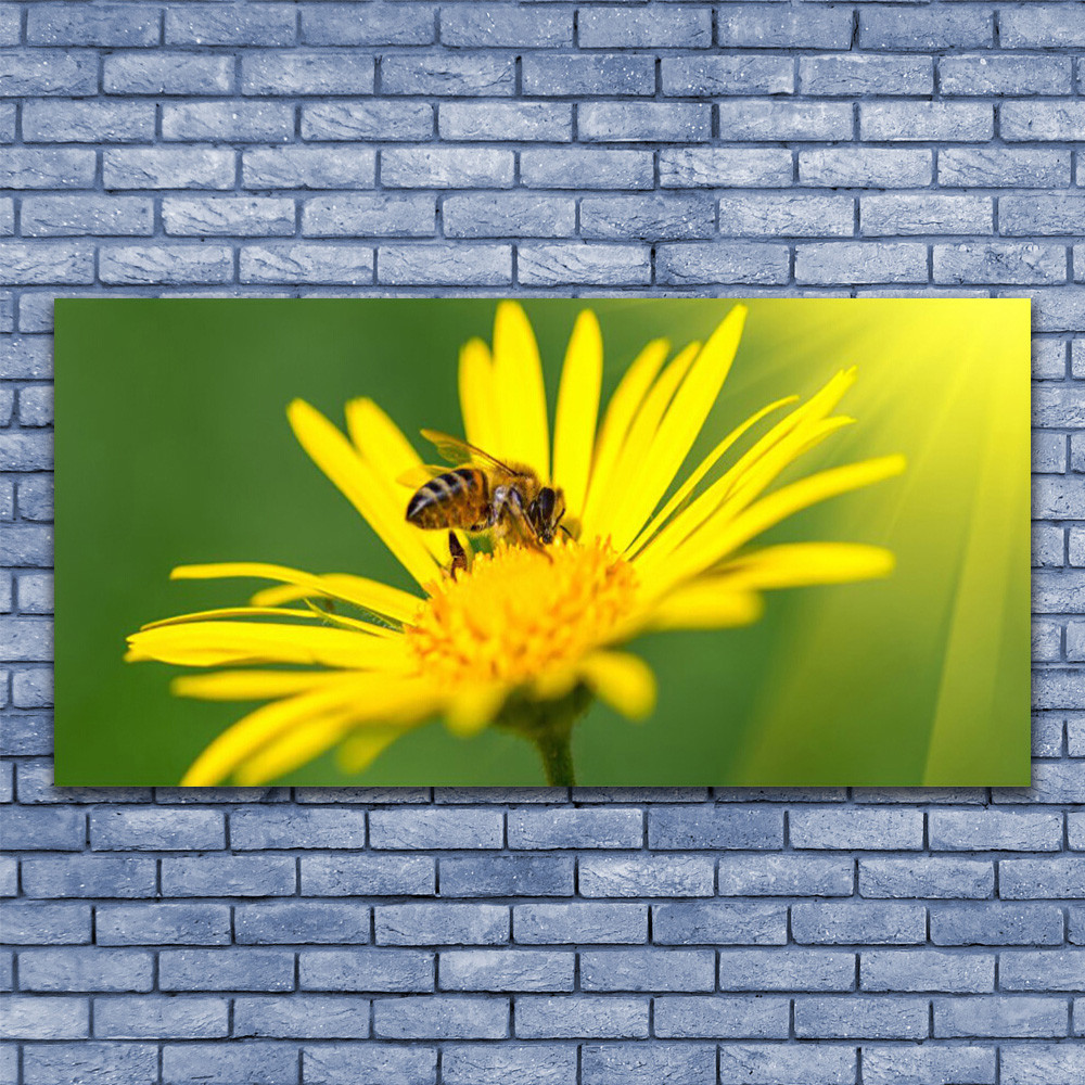 Image sur verre fleur et guêpe 140x70 cm pour habiller un grand mur vide avec élégance