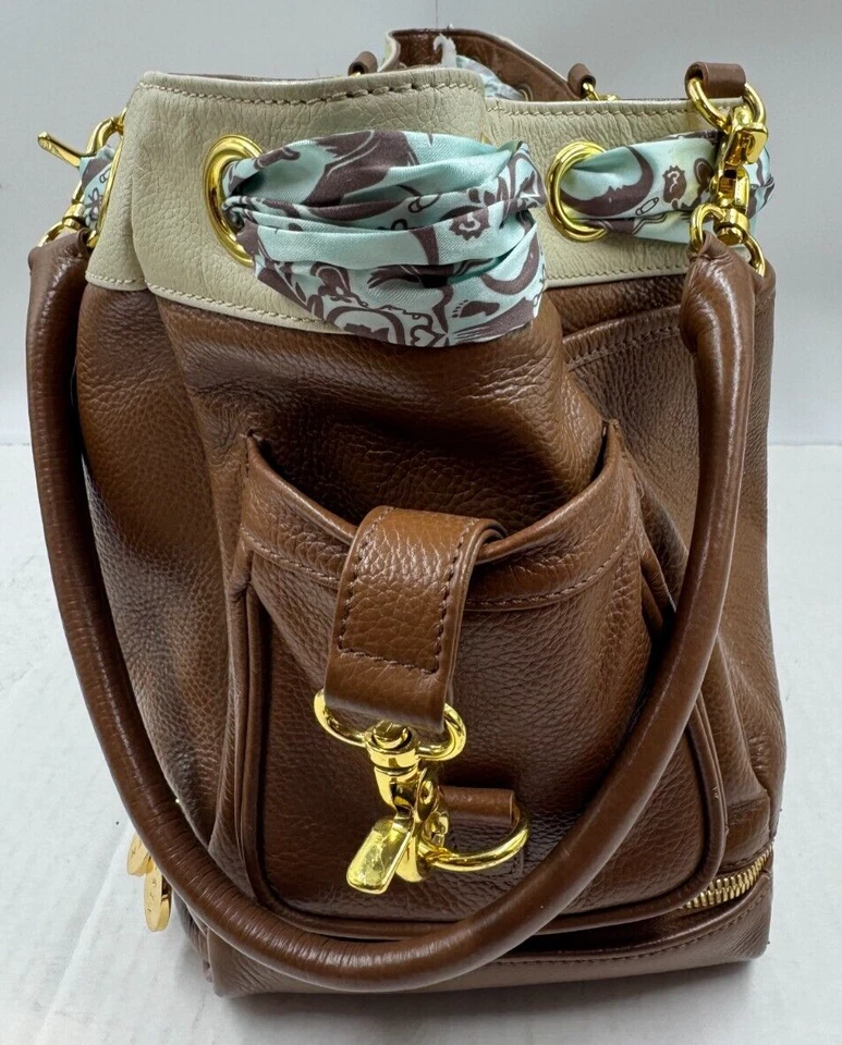 Bolso de Pañales Nest Marrón Tostado Cuero Bolsillos Correa Desmontable Bolso de Hombro Foto 4 de 4