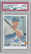 Alex Bregman 2017 Topps Archives Snapshots Auto Missing Black Plate 10/10 PSA 10