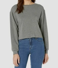 $185 Michi Women's Gray Breeze Long Sleeve Crossback Pullover Sweatshirt Size S