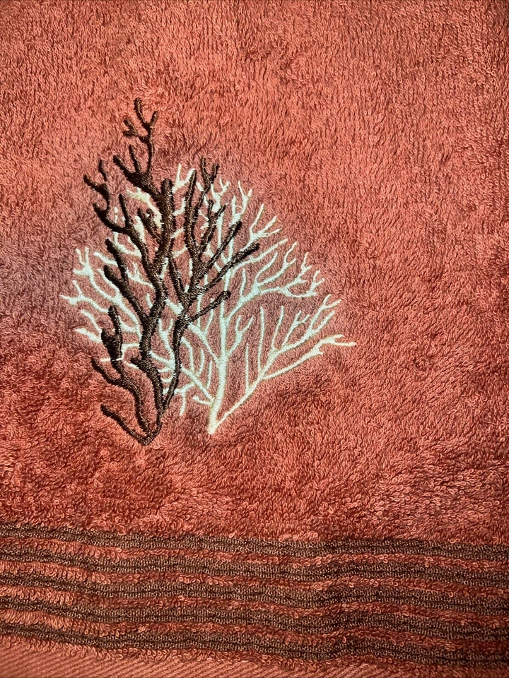 Kassa Fina Brown Clay Embroided Tree Set Of 2 Bath 2 finger - Image 3 of 4