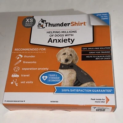 Thundershirt Dog XS 8-14lbs Gray Solution Anxiety Thunder Fireworks Travel NEW!