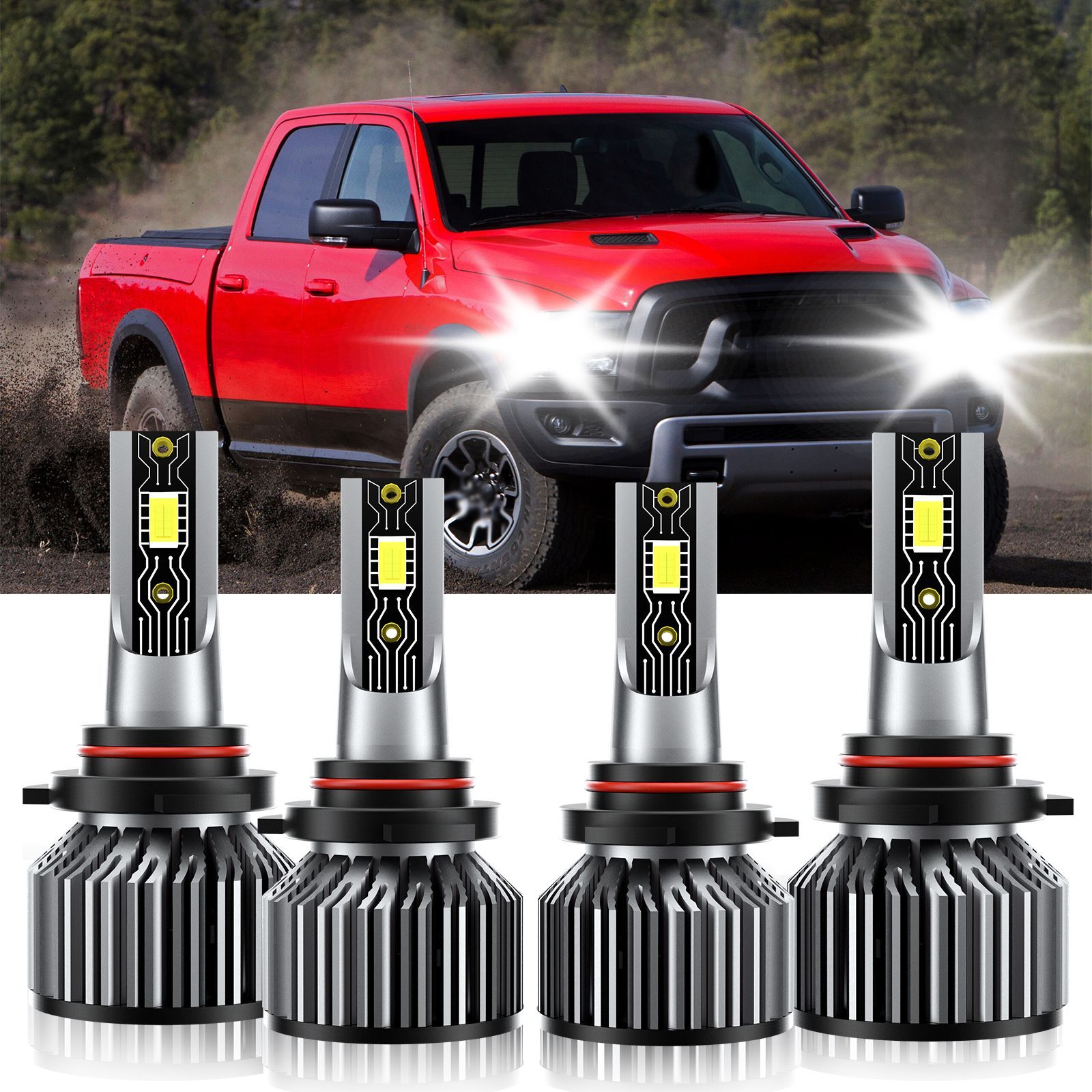 For Ram 3500 2013-2015 9005+9012 LED Headlight Bulbs White High Low Beam Kit