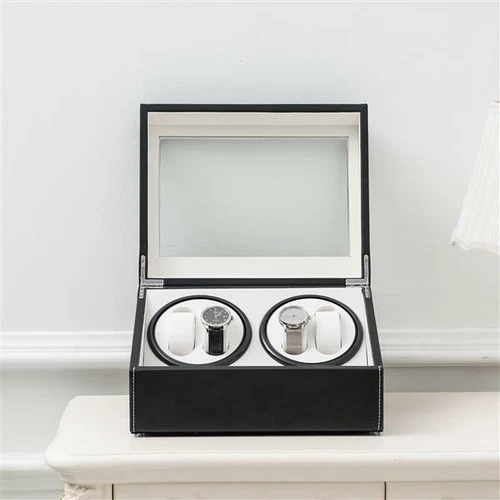 Leather Watch Winder Storage Auto Display Case Box 4 6 Automatic Rotation - Picture 10 of 11