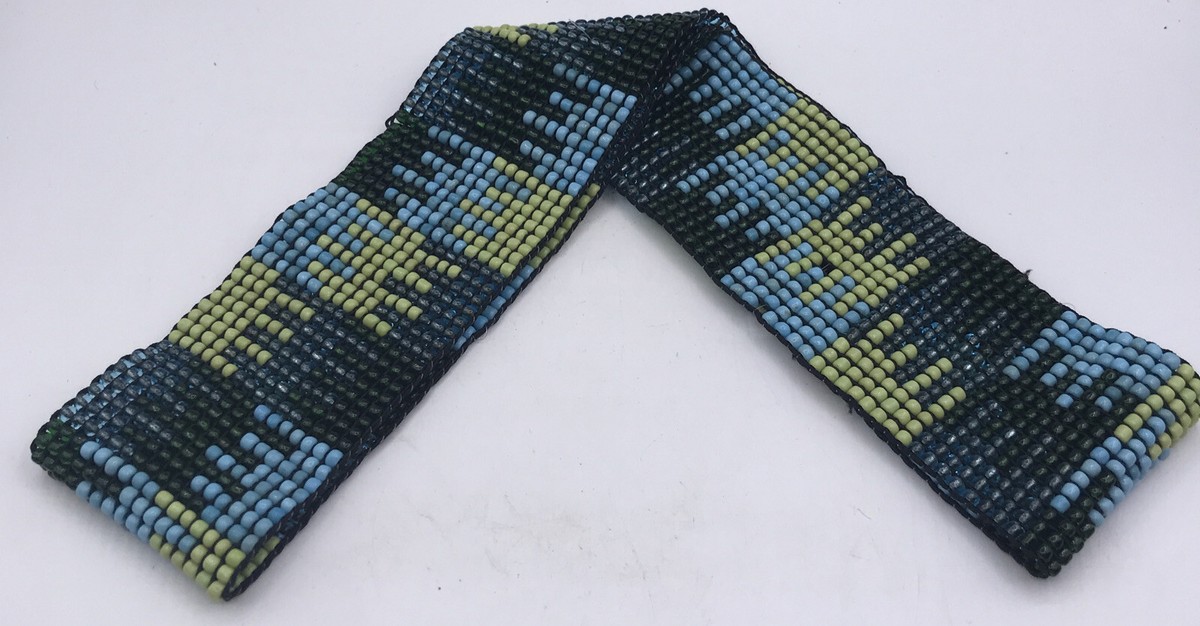 Turquoise Blue Green Beaded Stretch Belt 2.3”W Native  display picture 1
