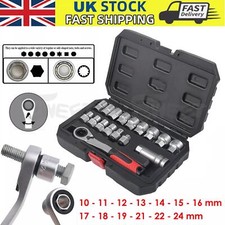 17PCS Pass Through Go Thru Multi-Fit Metric Ratchet Wrench Sockets Set 3/8" 1/2"