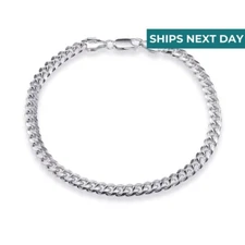 Solid 925 Sterling Silver 5mm Miami Cuban Chain Italian Bracelet 7" 7.5" 8"