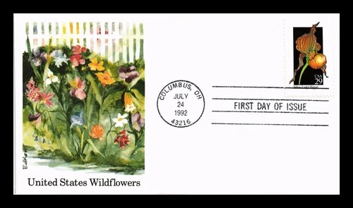 DR JIM STAMPS US COVER YELLOW LADY'S SLIPPER WILDFLOWERS FDC EDKEN CACHET