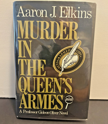 SIGNED!!  Aaron J Elkins' MURDER IN THE QUEEN'S ARMES - 1st Ed (1985) H/C w/DJ