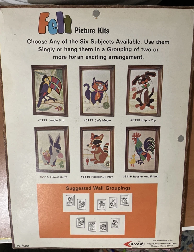 Kit de fotos de feltro vintage 1970 Happy Time “Flower Burro” burro - Imagem 2 de 4