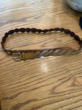 WOMEN'S BANANA REPUBLIC CAMEL LIGHT BROWN COW LEATHER BRAIDED BELT SIZE Large
