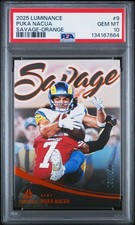 2025 Luminance Puka Nacua Savage Insert Orange /100 SP PSA 10 Pop 1 Rams