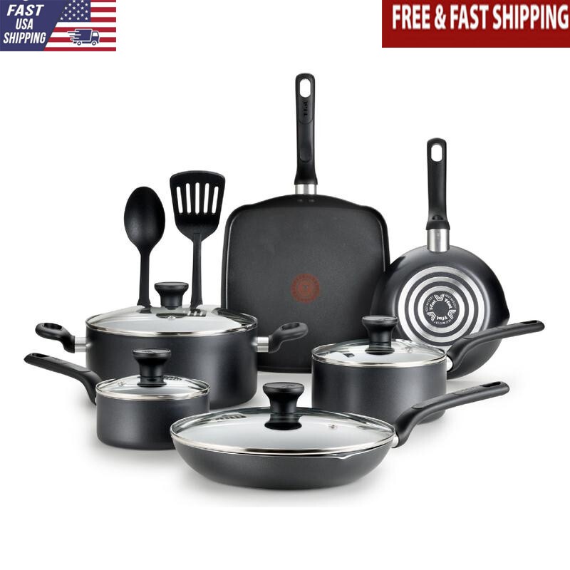 12-Piece Non-Stick Cookware Set with Lids & Handles for Kitchen Cooking