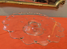 Vintage 1950s Indiana Clear Glass Teardrop Pedestal Cake Stand 13.75" Diameter