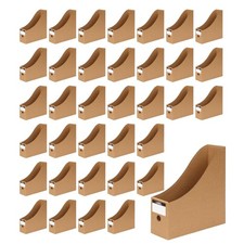 24 Pcs Cardboard Magazine File Holders, Bulk Kraft Paper Magazine Book Bin Bo...