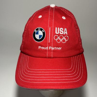 BMW USA Olympics Proud Partner Red Baseball Hat Cap Team Apparel Strap Back