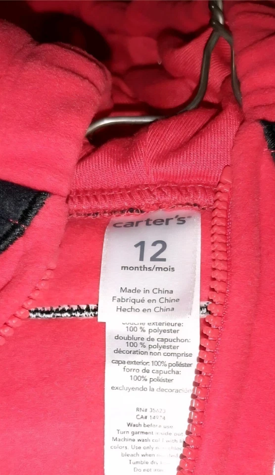 Carters Firefighter Halloween Costume Toddler size 12 Months Fleece Reflective - Image 4 of 4