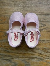 Cienta Pink Glitter Mary Jane Flat Girls Shoes Buckle Closure size 22