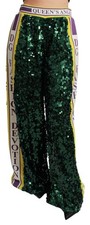 Dolce&Gabbana Women Green Pants 100% Polyester Sequined Flared Fashion Trousers
