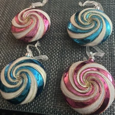  Large Frontgate Holiday Collection (Set of 4) Candy   Ornaments  (Not in box)