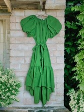 CHRISTOPHER JOHN ROGERS Target GREEN 100% COTTON RUFFLED HIGH LOW MAXI DRESS M