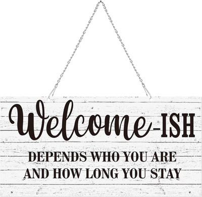 Funny Christmas Welcome Front Door Sign Welcome-Ish Hanging Sign 12 X 6 Inch, Ru