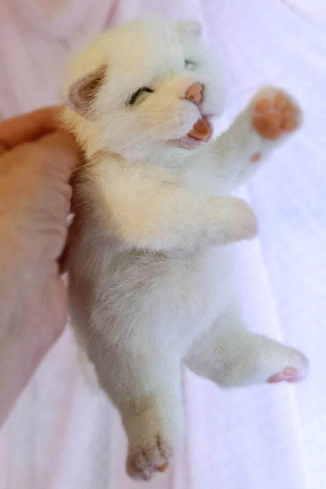 realistic newborn plush  kitten handmade-OOAK - Collectible Art Doll - Image 2 of 4