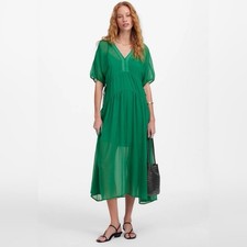 Madewell Sheer V-Neck Dolman Maxi Dress Verdant Kelly Green Size XS NWT