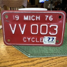 1976 New Motorcycle License Plate
