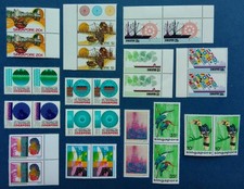 Singapour, lot de timbres neufs de 1975 en paires