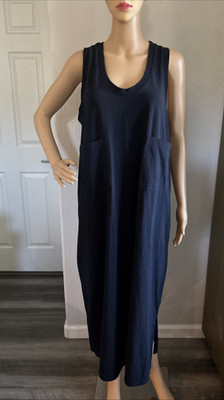 Max Mara Leisure Cotton Jersey Black Sleeveless Maxi Dress Sz LXL