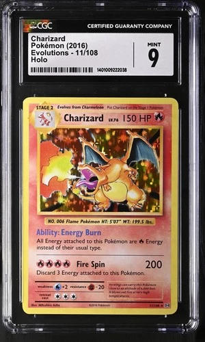 Charizard CGC 9 Pokémon TCG Evolutions 11/108 Holo Rare 2016