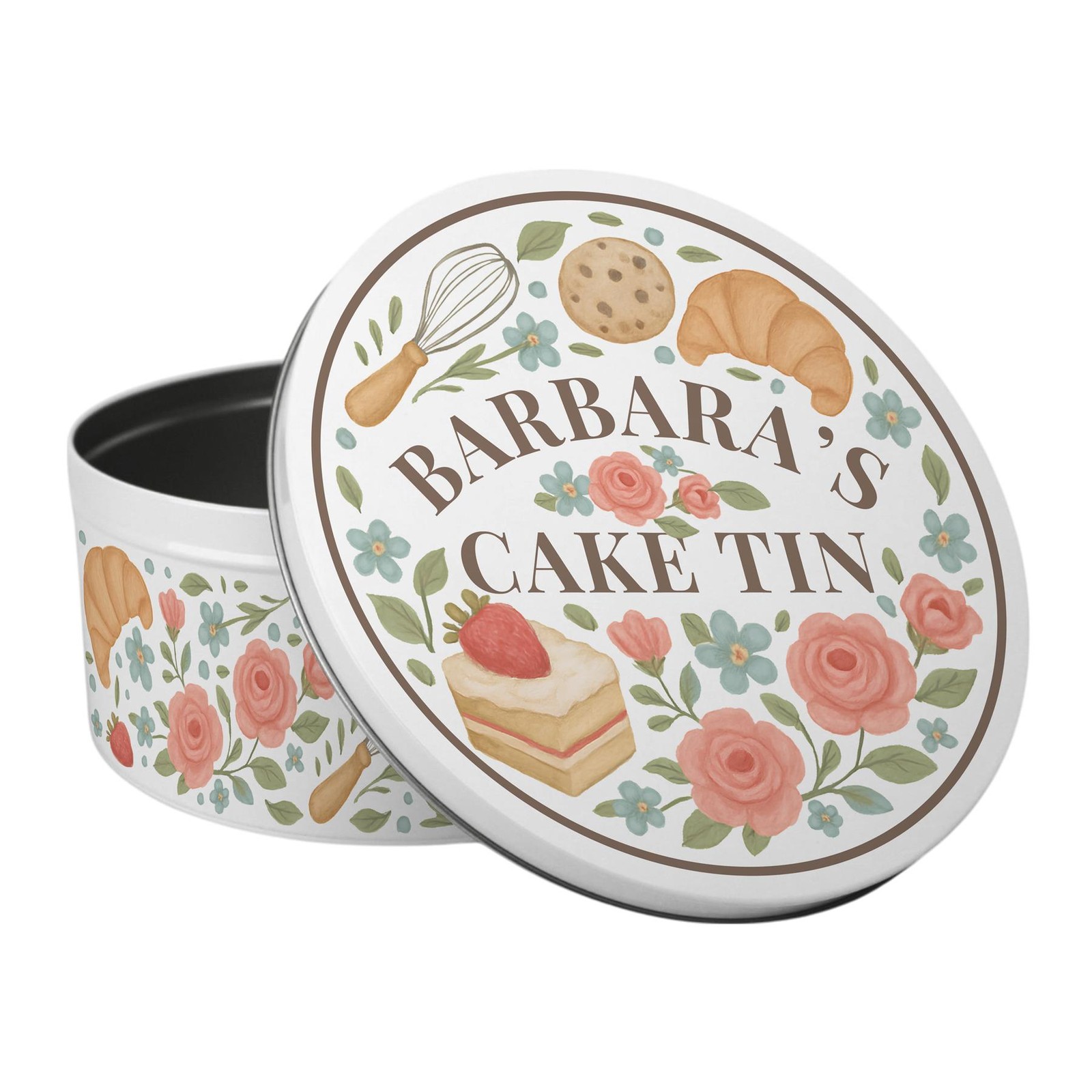 Personalised Time for Cake Round Cake Tin -Kitchen Baking Storage Container Gift