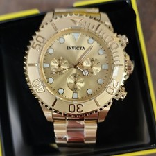 Invicta Men's Diver Chronograph Gold Metal Wristwatch Analog Round Polished