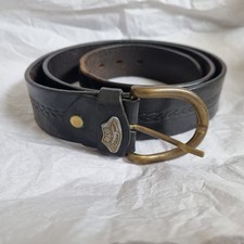 Indiana Jones Vintage Black Embossed Leather Buckle Belt 105/120 Made In Italy