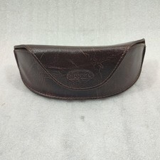 Fossil Brown Textured Leather Sunglasses Case Magnetic Closure Hard Shell