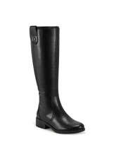 EASY SPIRIT Womens Black Rhonda Round Toe Block Heel Leather Riding Boot 7.5 M