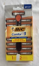 BIC Comfort 3 Refillable Three-Blade Disposable Razors Men 11 Refill Cartridges