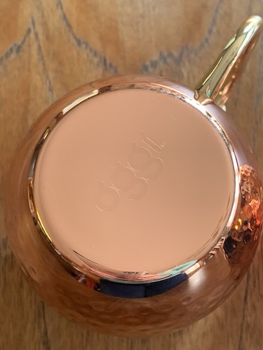 Set 2 Hammered Copper Moscow Mule Cups OGGI w/ Brass Handle Cocktail Barware - Picture 5 of 5