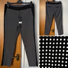 Next Tailored Trousers Women s UK 12 Reg L29 Black White Pockets Smart Work