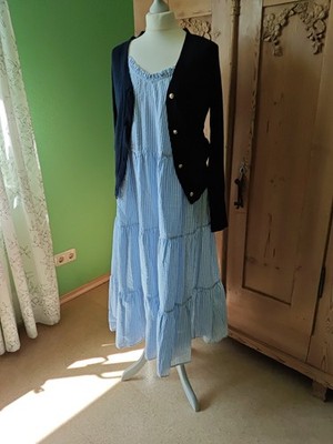 SAINT TROPEZ Kleid Sommerkleid blau-weiß Streifen Maxi NEU NP 89,95  38 M 