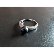 Size 7.75 Sterling Silver Ring Black Pearl Solitaire Stamped S925