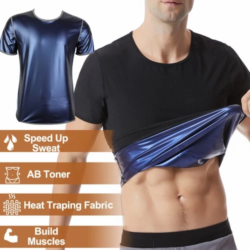 Mens Sauna Shirt Sweat Compression Shirt Weight Loss Body Shaper Workout Sports