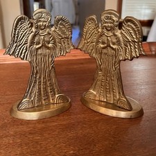 Vintage Brass Praying Angel Taper Candle Stick Holder Christmas Decor Set of 2