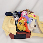 Vintage HUSH PUPPIES Plush Dogs with Doghouse Carry Case x5 Applause