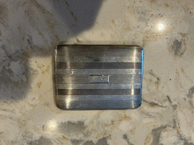 napier sterling silver cigarette case 14K Gold Inlay Mono WAG napier cigarette case products for