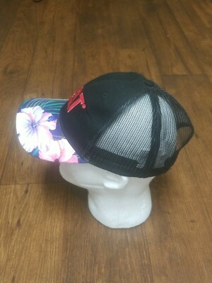 マーク CATERPILLAR CAT Ladies Caterpillar CAT Pink Flower Brim Hat Cap Ladies Woman's SnapBack