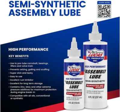 Lucas Oil 10153 High Performance Assembly Lube 8oz - 1 Pack