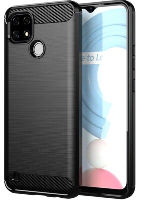 BLACK COVER FOR REALME C21Y CARBON SILICONE TPU SOFT SHOCKPROOF CASE C 21 Y