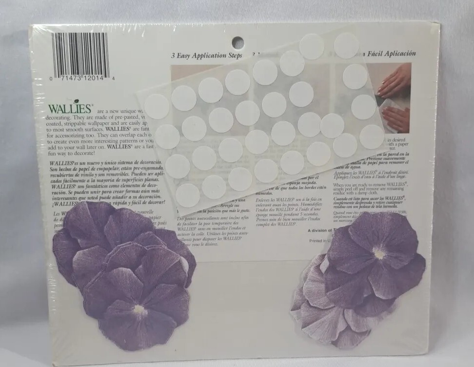 Wallies Wallpaper Cutouts 25 Purple Pansy 12014 Pre-pasted NEW Flowers